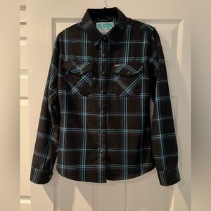 DIXXON SHREDDY TEAL & PURPLE FLANNEL - WOMENS M